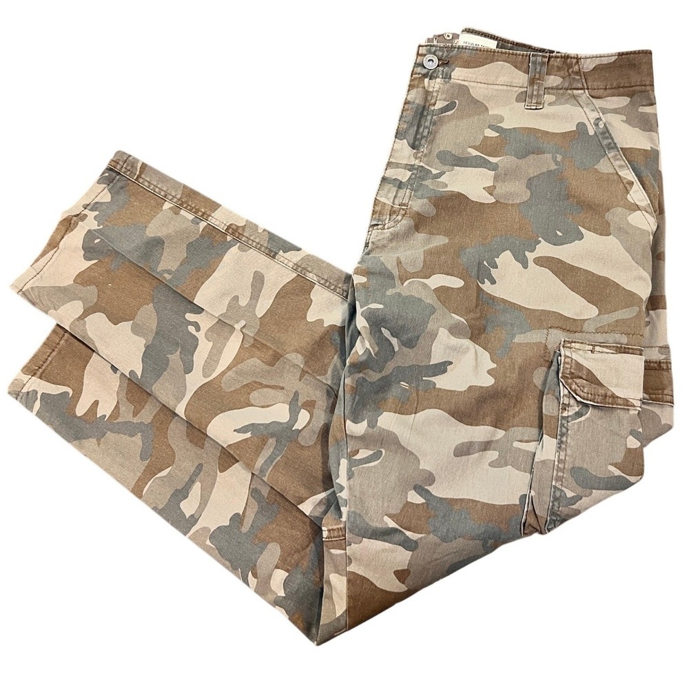 Wrangler Cargo Pants Mens 40x30 Brown Camo Excellent Regular Taper Stretch
